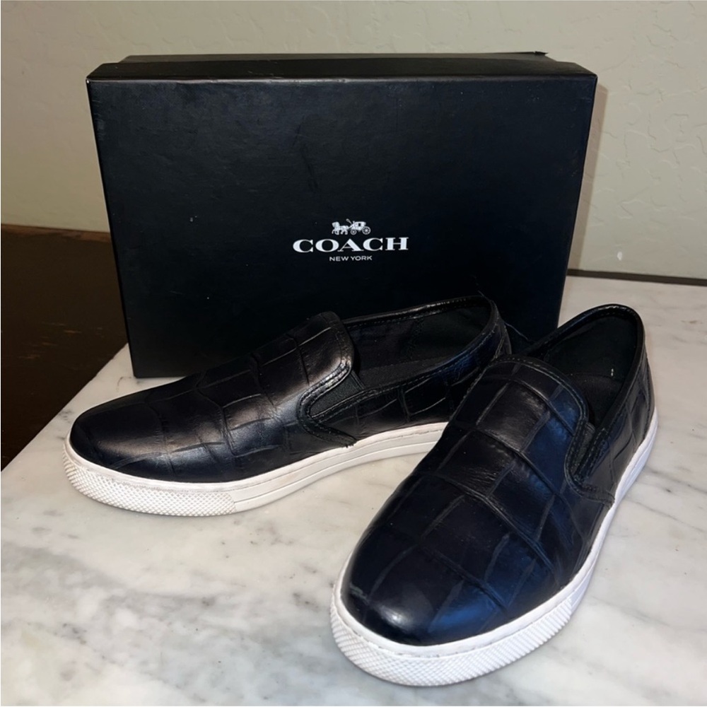 Coach Parkside Black Leather Slip-on Shoes: women’s 6.5M